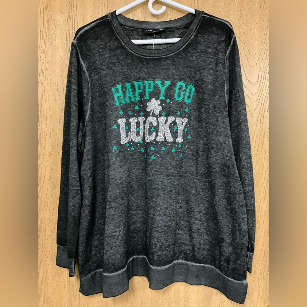 Lane Bryant Black Sweater with Green and Silver Accents